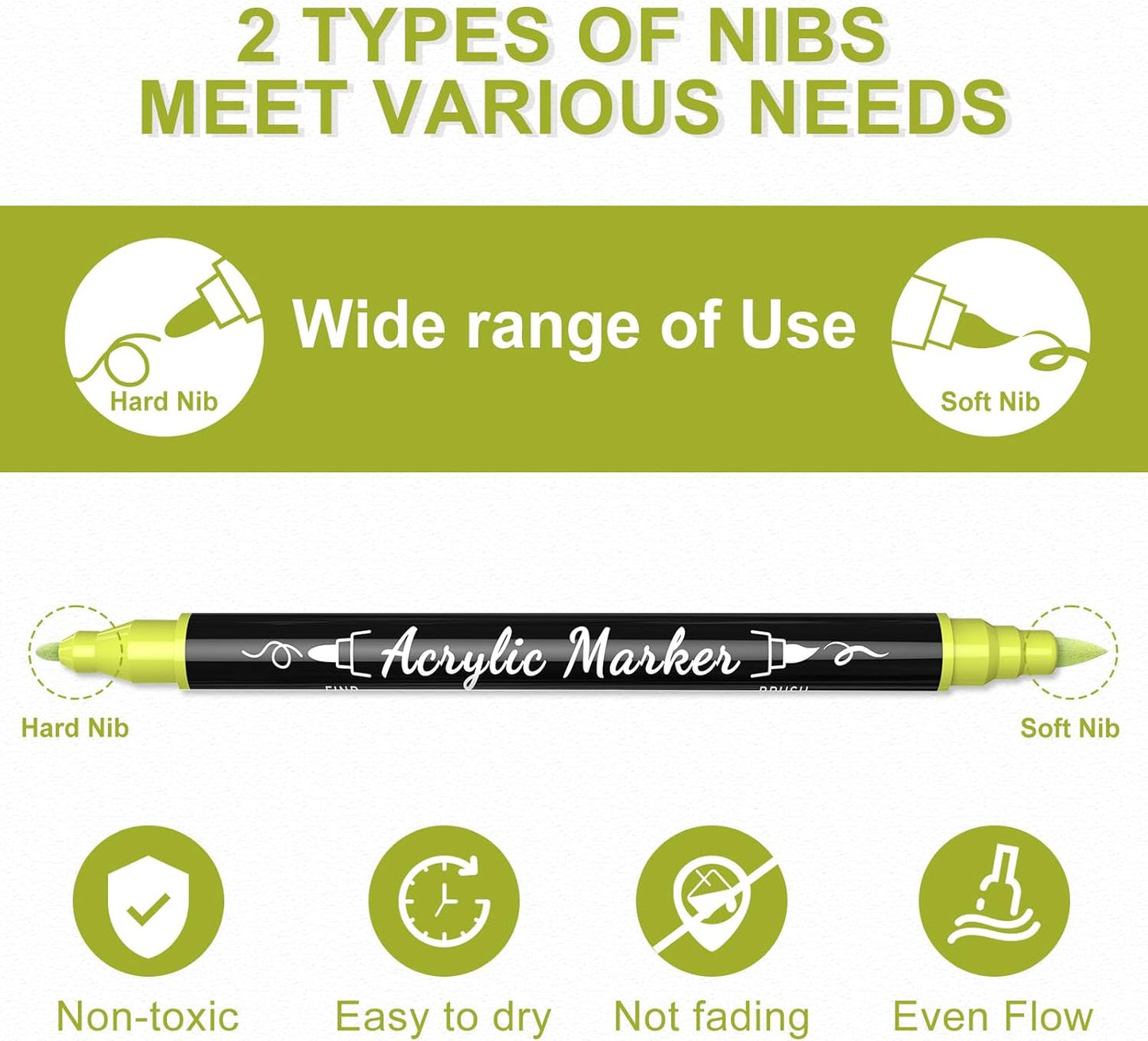 120 Colors Acrylic Paint Markers, Waterproof Dual Tip Acrylic Paint Pens with Brush and Fine Tip, Markers Set for Paper, Rock, Wood, Canvas, Glass, Ceramic and DIY Crafts Making Art Supplies