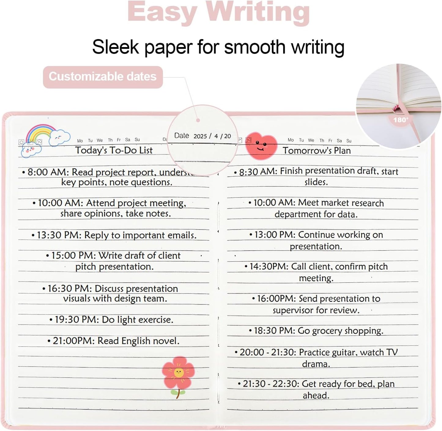 Lined Journal Notebook for Women Men, 5.5"x8.3",100 GSM Thick Paper, A5 Hardcover Leather Journaling Notebooks for Writing,Travel, Work & School, College Ruled Notebooks for Note Taking Diary (Pink)