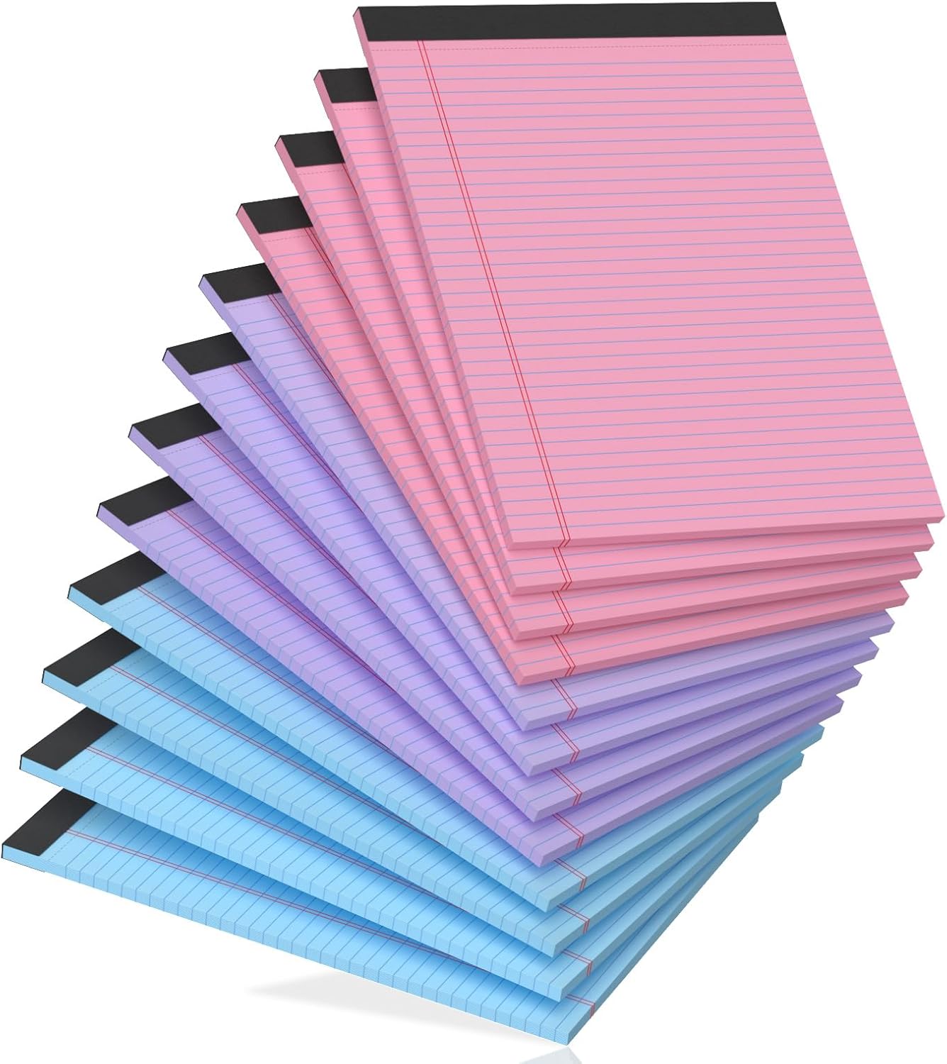 12 Pack Legal Pads 8.5 x 11 College Ruled, Lined Paper Pads 8.5 x 11, Colored Legal Pads, 30 Sheets Per Writing Pads, Perforated Note Pads with Sturdy Backing, Notepads for School, Office, Home