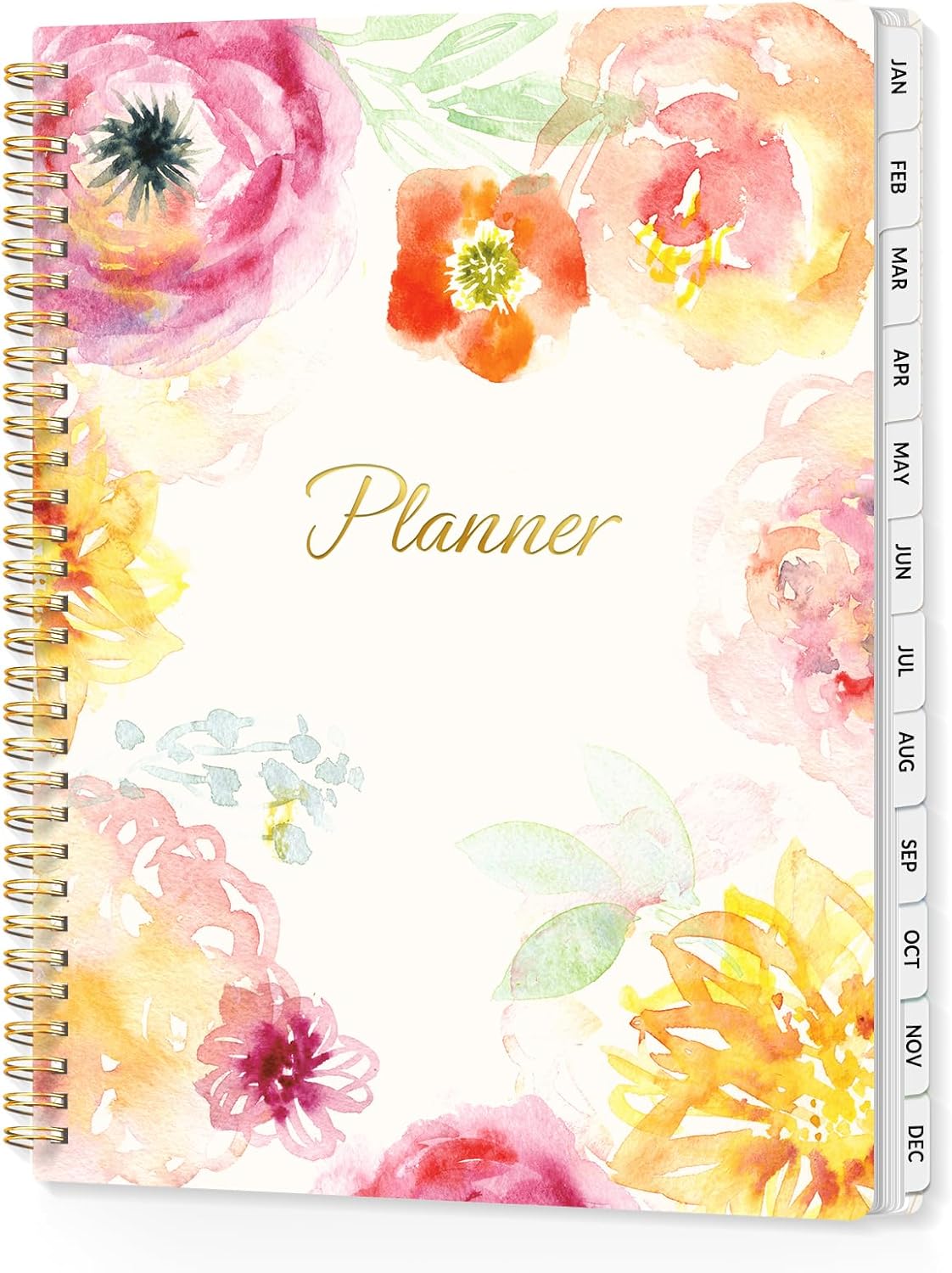 SUNEE Planner 2026 Weekly and Monthly, January 2026-December 2026, 8.5"x11", Tabs, Note Pages,Spiral Binding, Watercolor Flowers