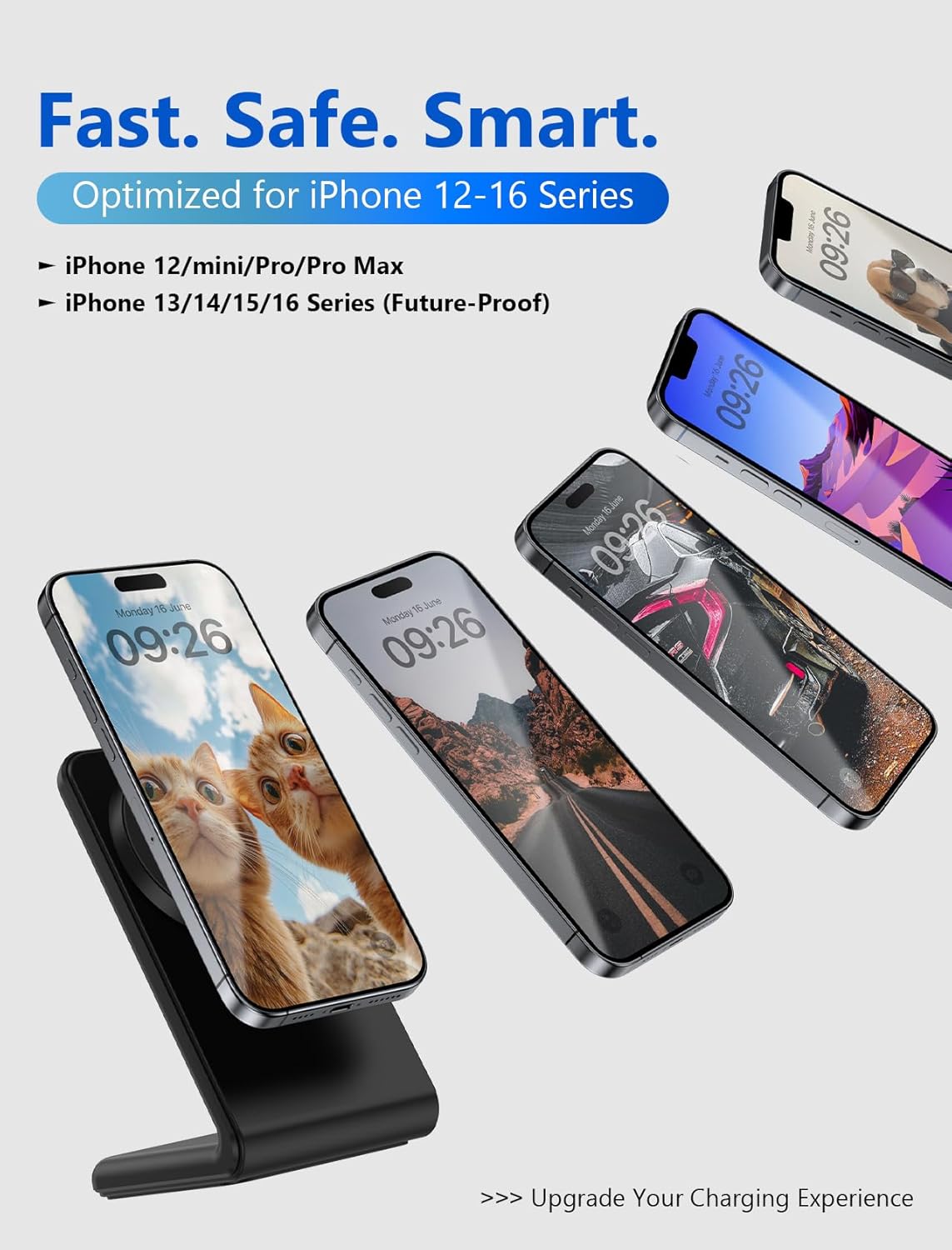 Mag.Safe Charger - iPhone Charger Stand, Fast Magnetic Wireless Charger for iPhone 17/16/15/14/13/12 Series - Black