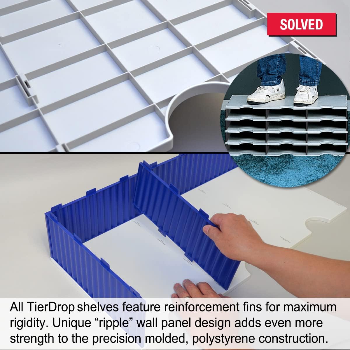 Ultimate Office TierDrop High Capacity Storage Rack, Steel, Gray W/Blue, 9 Compartments, 28.5in x 11.5in x 13in