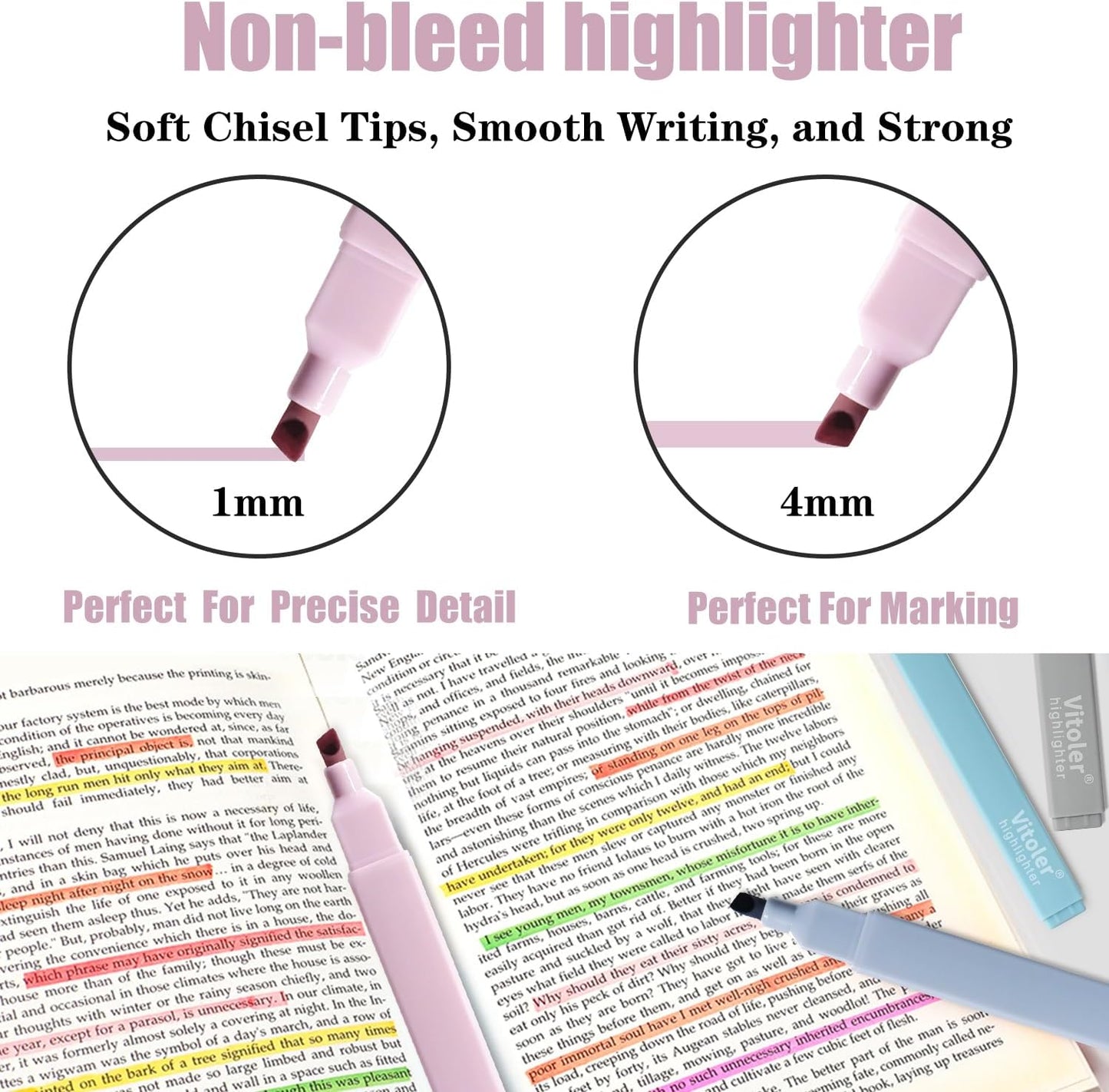 Pastel Highlighters,8pcs Bible Highlighters with Chisel Tip,Cute Markers Highlighter No Bleed,Bible High Lighters Assorted Colors for School Journaling