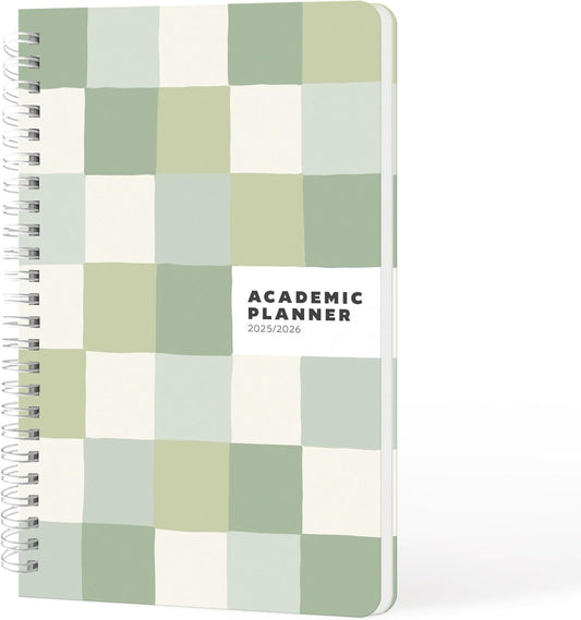 Sweetzer & Orange Academic Planner 2025-2026 – Student Planner for August 2025 to July 2026 – Weekly & Monthly Layout – Sturdy Cover & Stickers – Checkered Green Design – 5.5” x 8.5”