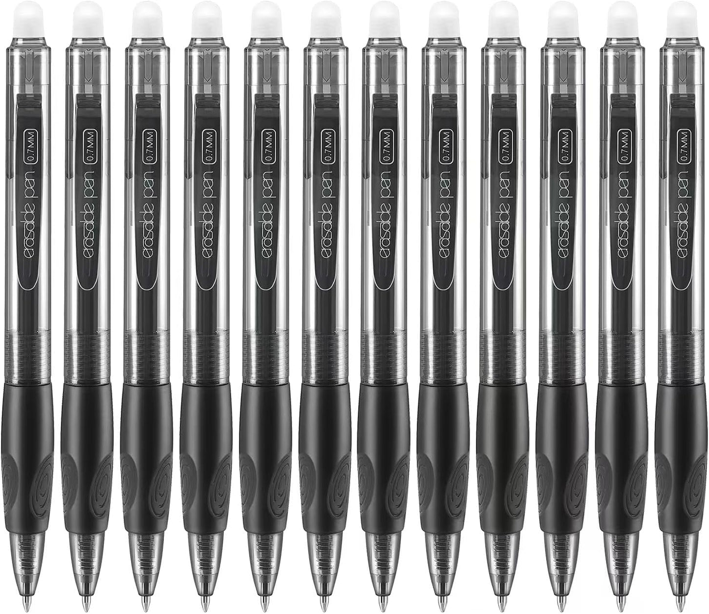 Aozora Erasable Pens Click Fine Point 0.7 mm Retractable Erasable Gel Pens for Completing Sudoku and Crossword Puzzles 12 Pack (Black)