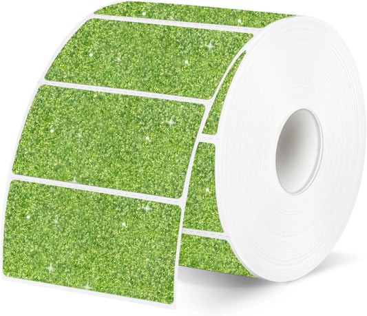 2"x1" Holographic Thermal Labels Stickers, Glitter Direct Thermal Printer Labels, Waterproof Self-Adhesive Address Shipping Label Stickers, 300 Sheet/ 1 Roll, Holographic Shiny Green