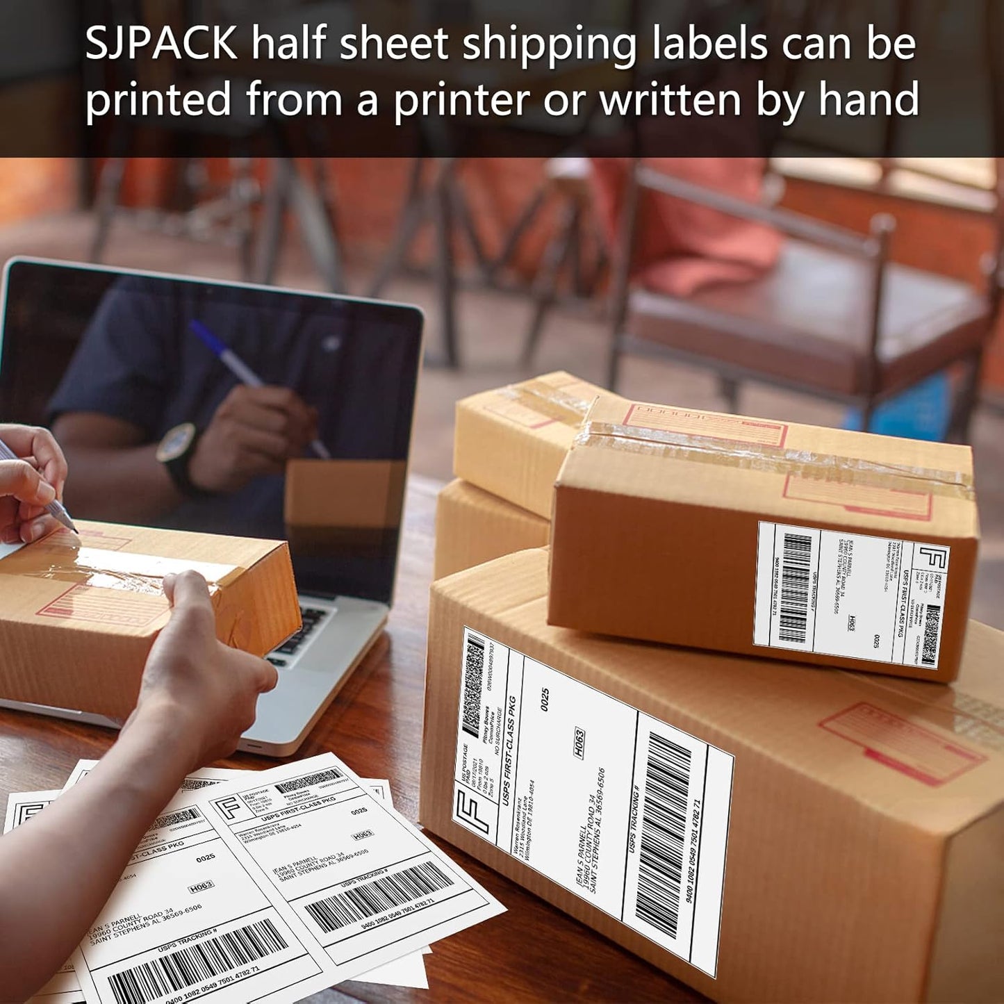 Half Page Self Adhesive Shipping Labesl, 8.5" x 5.5" Labels Compatible Laser & Inkjet Printers 2 Label Per Sheet (2000 sheets-4000 Label)