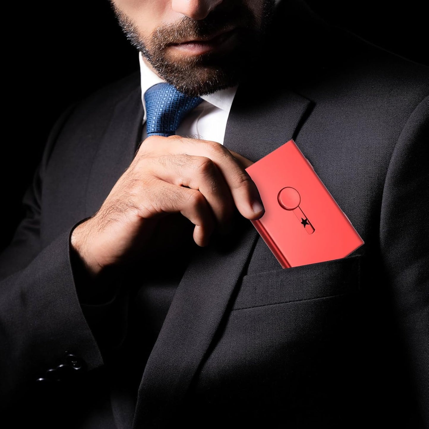 PATIKIL 2 Pcs Business Card Holder, Thumb Drive Business Card Holder Portable Business Card Holders Alloy Slide Out Card Case for Business Meeting, Rose Gold