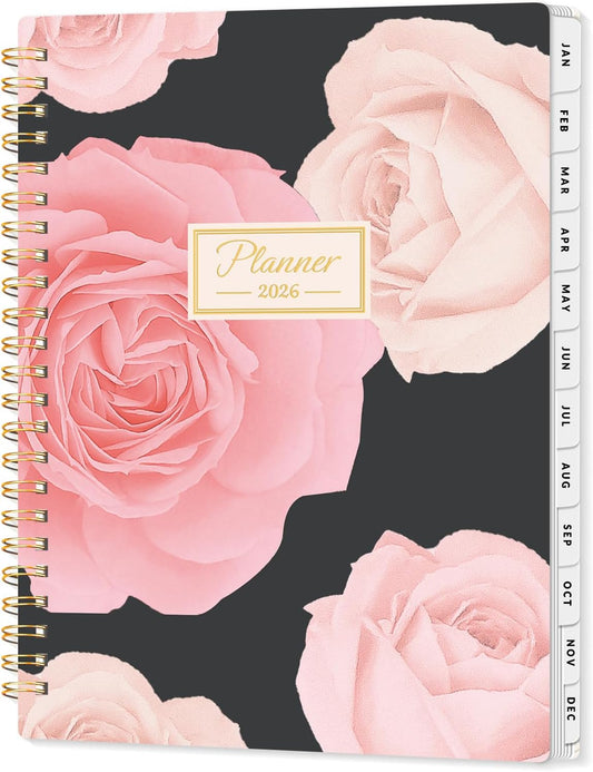 SUNEE Planner 2026 Weekly and Monthly, January 2026-December 2026, 6.4"x8.3", Tabs, Note Pages,Spiral Binding, Colorful Flowers
