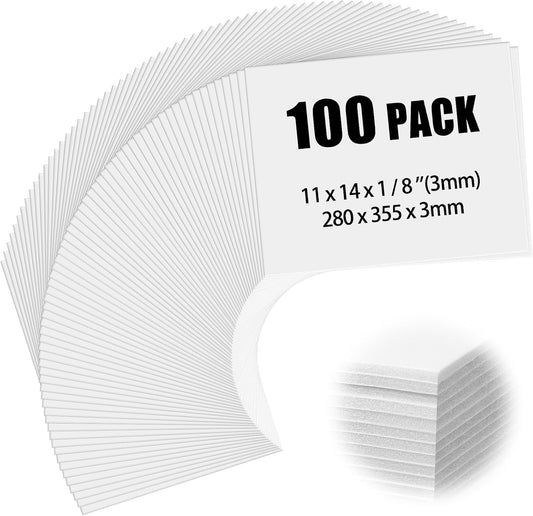 Frienda 100 Pack Foam Boards 1/8 Inch Thickness Foam Poster Boards Core Backing Board for Projects Presentation Board for School Crafts Office Art Projects(11x14x0.125 Inches,White)