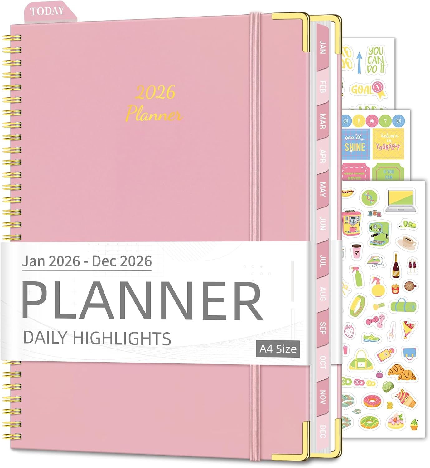 Academic Planner 2026 (8.5" x 11") - Weekly & Monthly Planner (Jan. 2026 - Dec. 2026), Column View Calendar Organizers, Hardcover Agenda Book with Tabs for Office & School, Pink