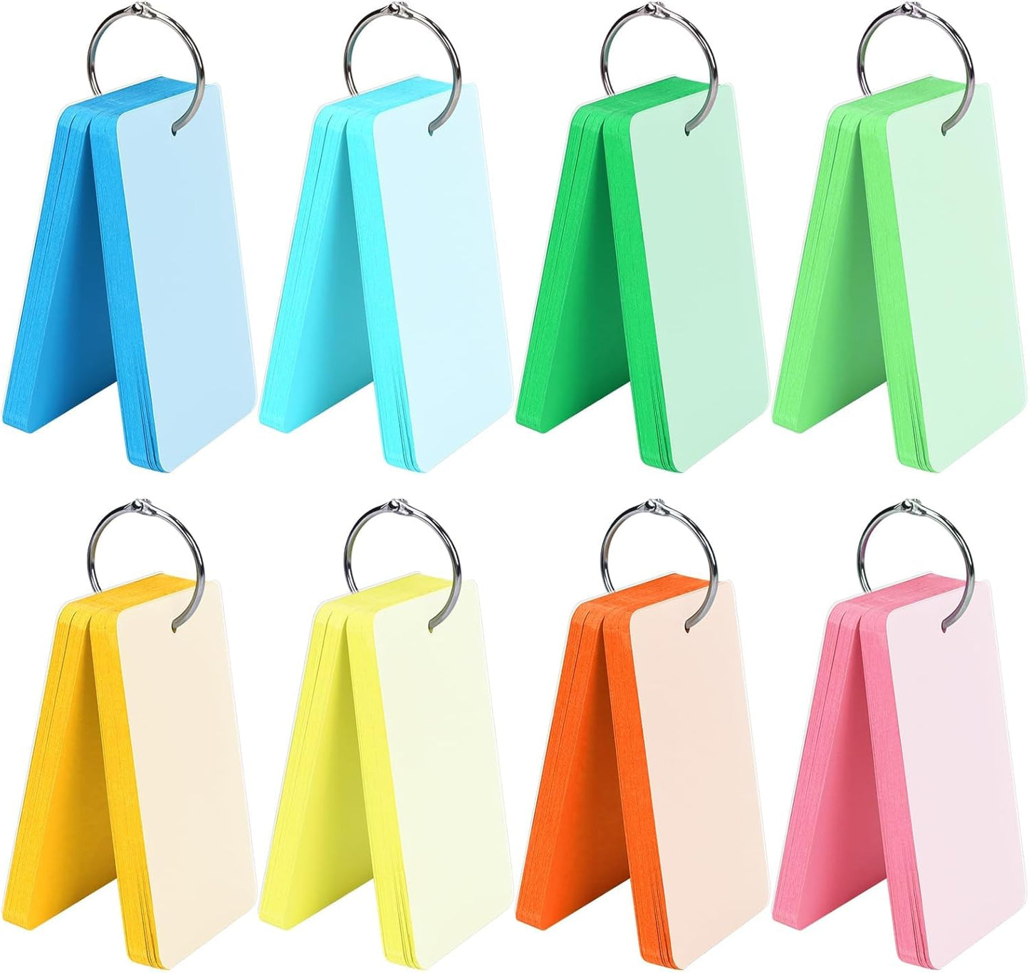 Tecmisse 400 PCS Colored Index Cards with Ring, 2.2 x 3.5 Inch, Small Blank Note Cards with Waterproof Covers,Flash Cards Studying for Office School Supplies