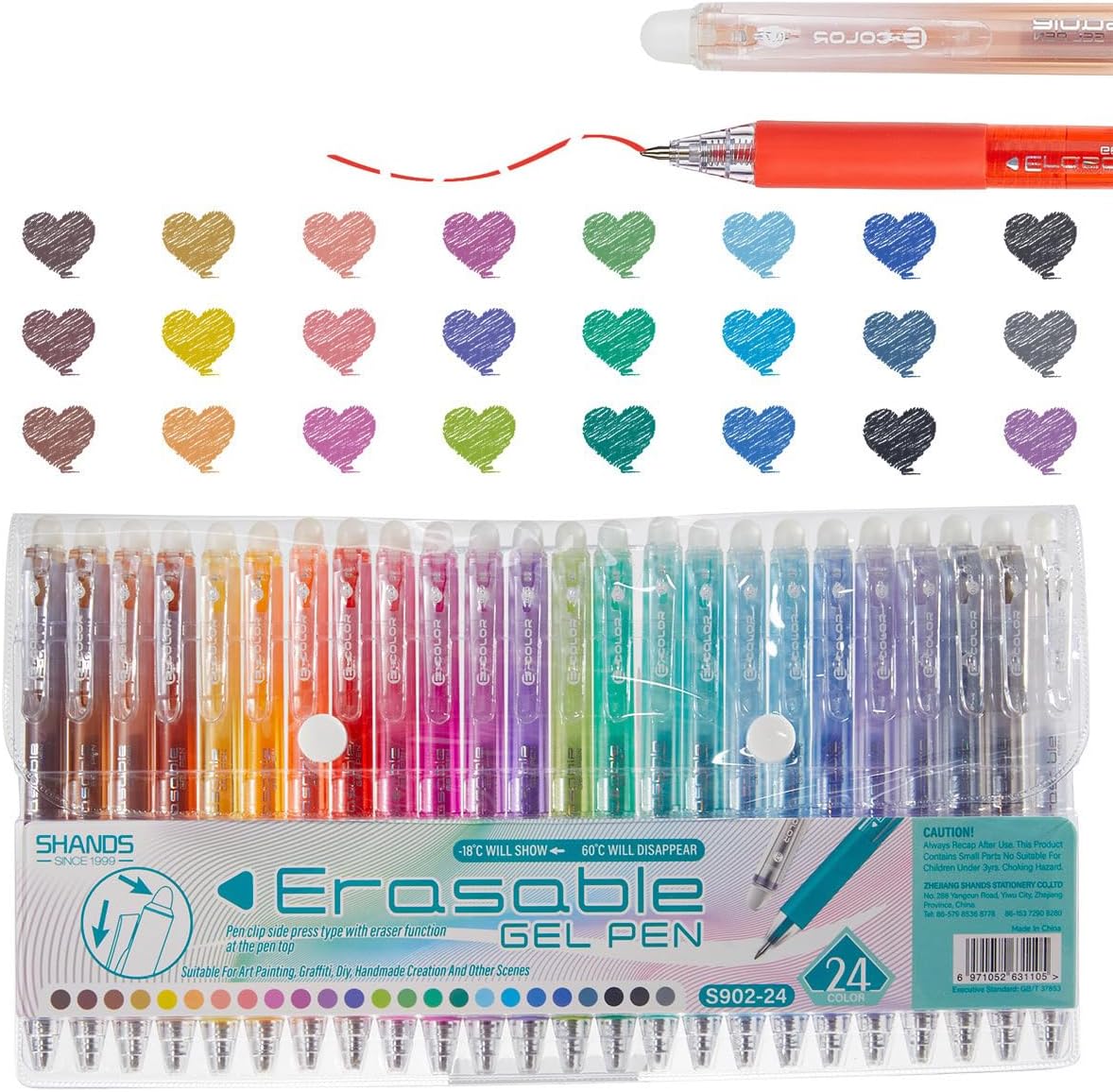 Retractable Erasable Gel Pens Clicker,Fine Point 0.7mm Smooth Writing Pens,Cute Pens For Writing Journaling Taking Notes School Office Home. (24 Colors)