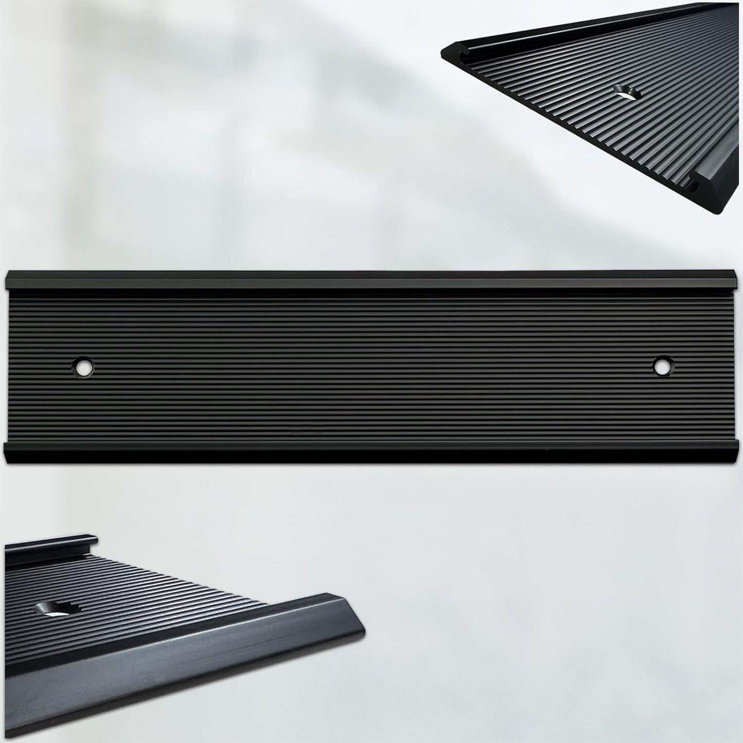 10 Pack Aluminum Name Plate Holders for Door or Wall, 2” x 8” Office Wall Mount Name Plate Holder with Textured Design and Double Sided Tape, for Office, Business, Meeting Room (Black)