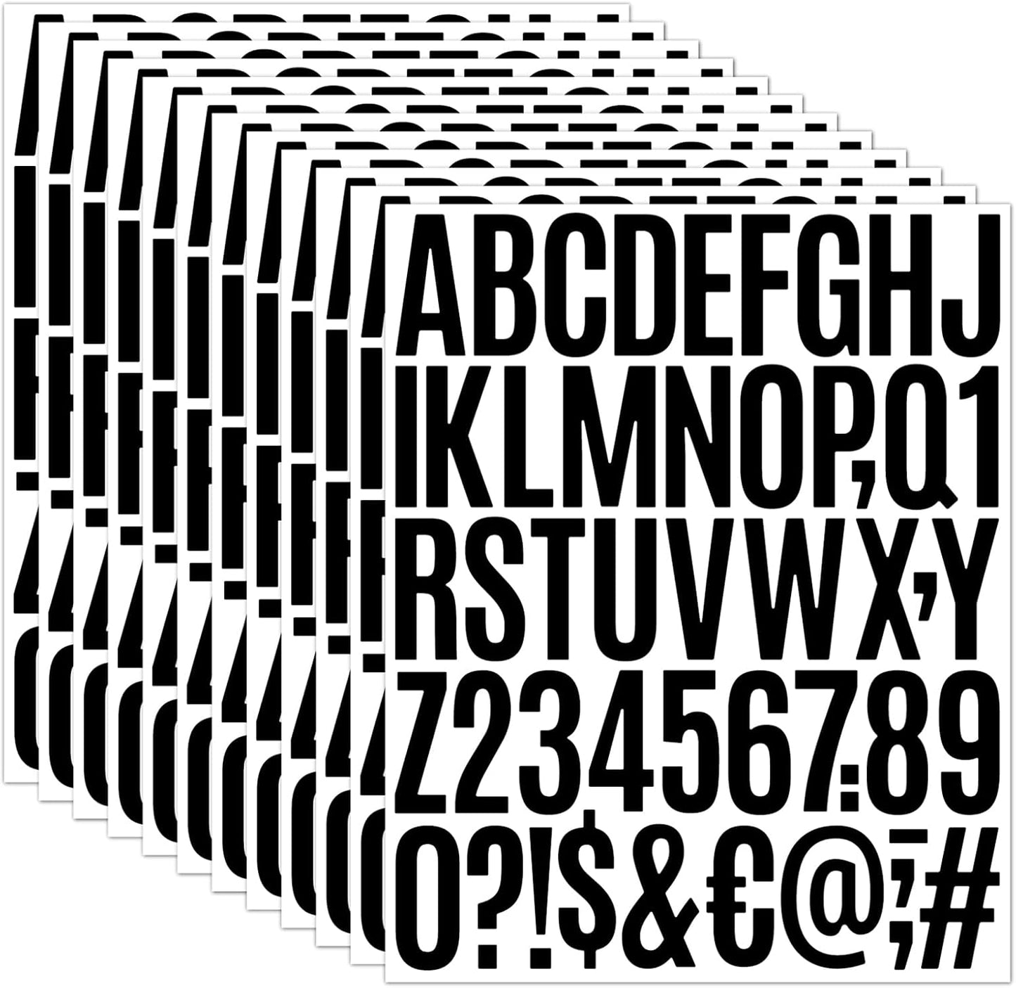 1000 Pcs Waterproof 2" Vinyl Alphabet & Number Stickers - Self-Adhesive for Mailboxes, Windows, Doors, Signs, Vehicles & More, Black