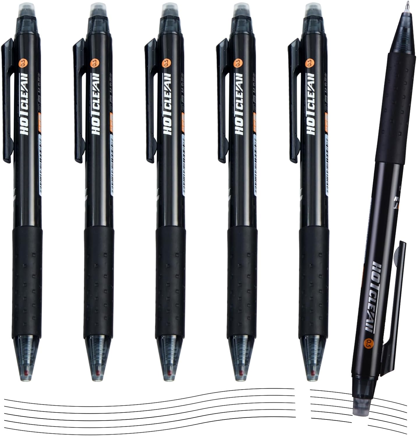 M&G Erasable Gel Pens, 6 Pcs Retractable Black Ink Erasable Pen Fine Point 0.5mm, Quick Dry Erasable Pen with Non-Slip Grip, Pens Make Mistakes Disappear for Drawing Writing Planner Office School