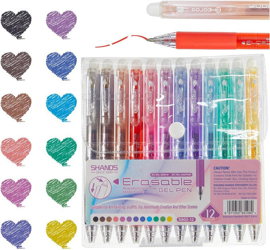 Retractable Erasable Gel Pens Clicker,Fine Point 0.7mm Smooth Writing Pens,Cute Pens For Writing Journaling Taking Notes School Office Home. (12 Colors)