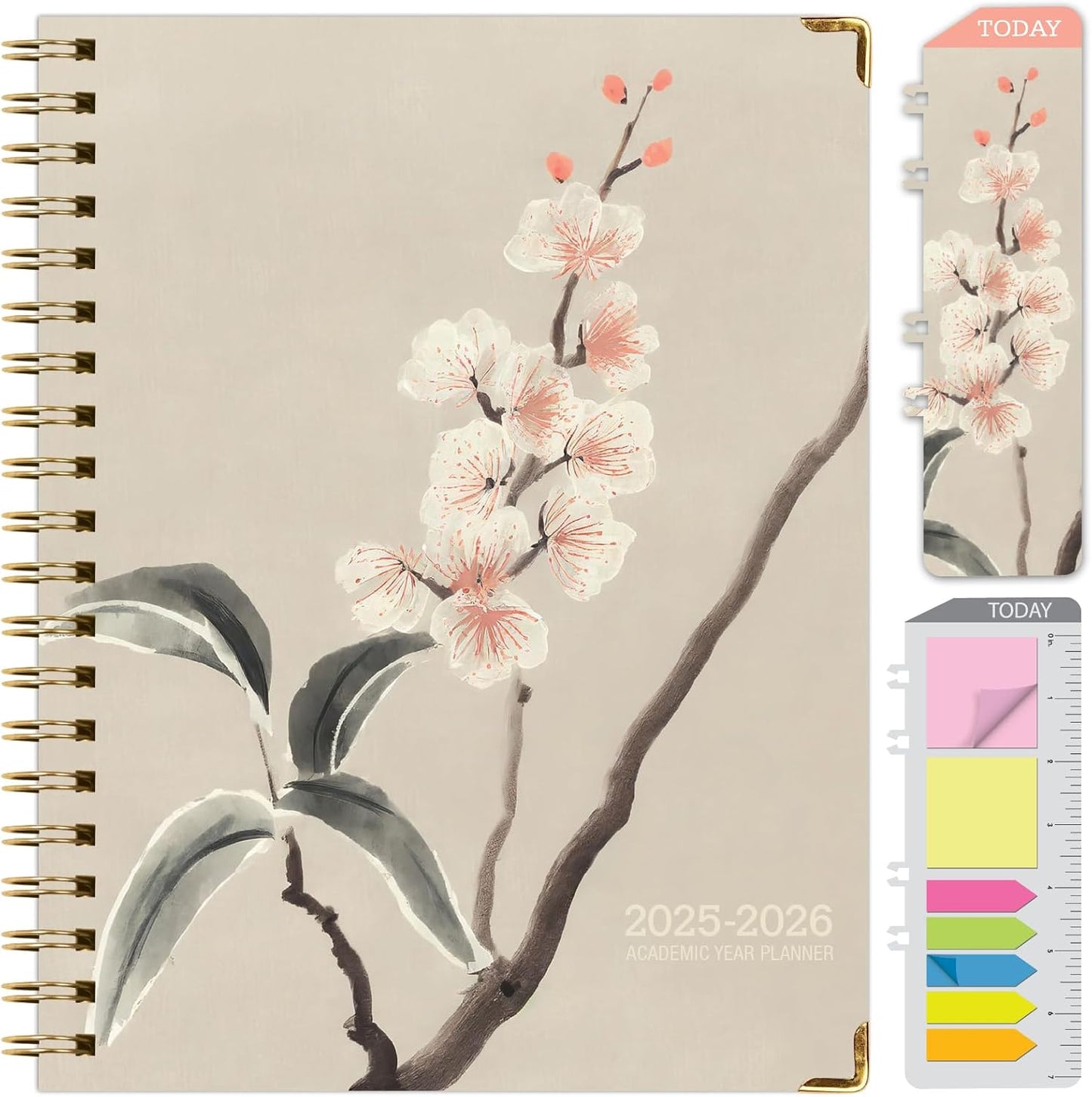 HARDCOVER Academic Year 2025-2026 Planner: (June 2025 Through July 2026) 8.5"x11" Daily Weekly Monthly Planner Yearly Agenda. Bookmark, Pocket Folder and Sticky Note Set (Orchid)