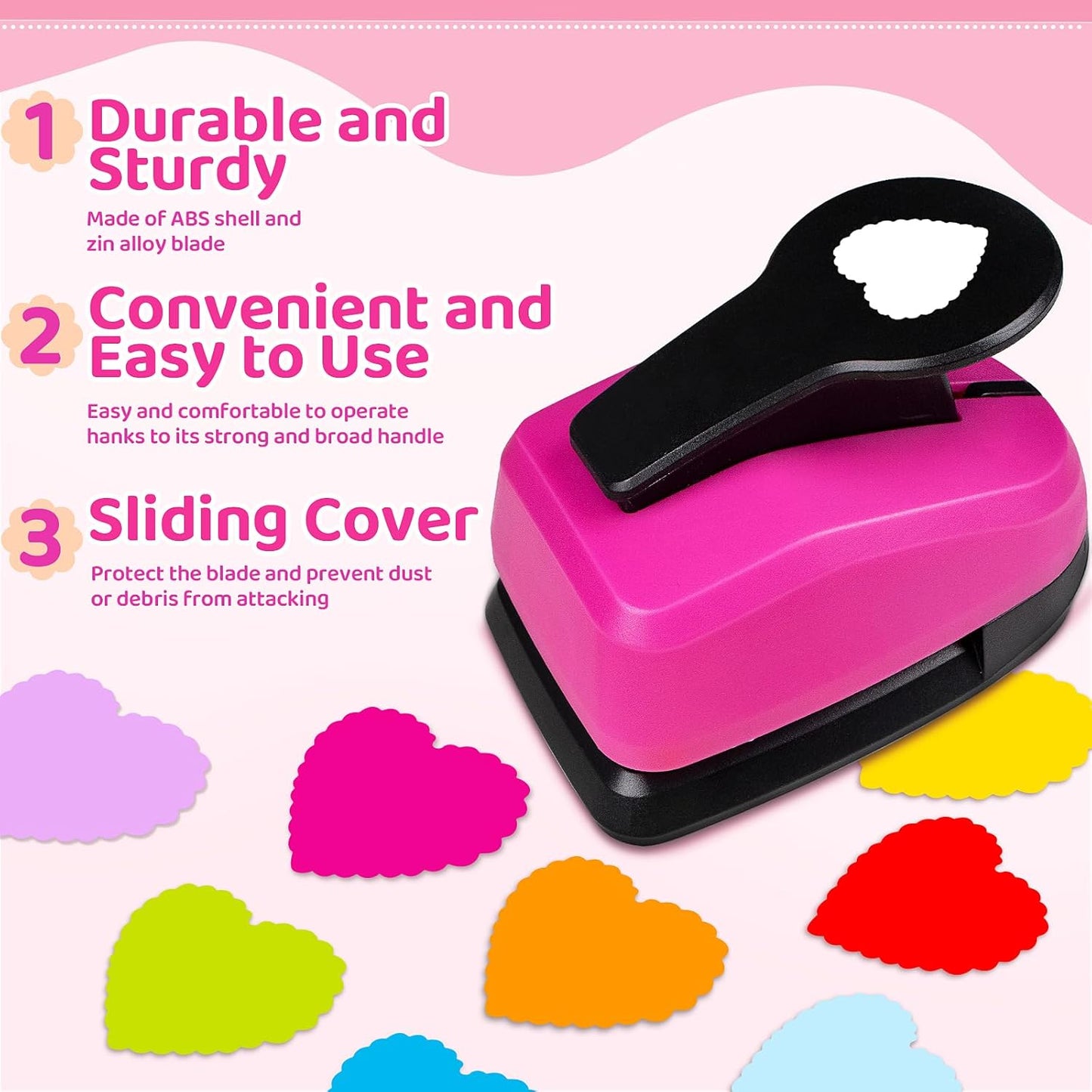 Heart Punch, 2 Inch Scalloped Heart Paper Punch, 50mm Scalloped corazón Shapes Hole Puncher for Paper Crafts Valentine's Day Scrapbooking Greeting Card DIY Albums