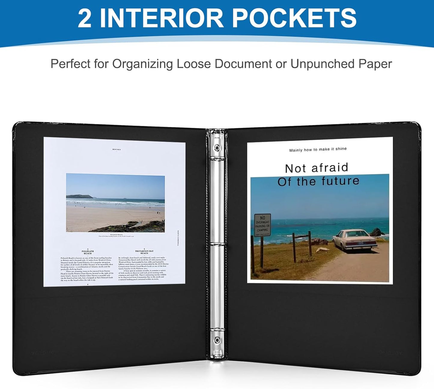 0.5-inch 3-Ring Binder, 1/2 Inch Round Ring Binder with 2 Inside Pockets, 12 Pack Black Binders, Clear View Cover Binders Holds 8.5'' x 11''Paper for Office/Home/Back to School