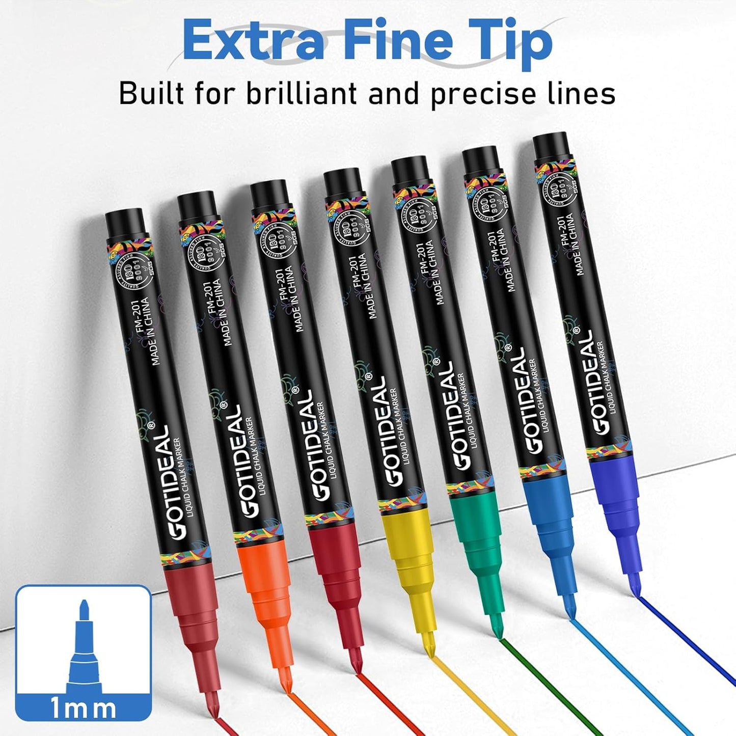 GOTIDEAL Chalk Markers,Fine Tip Liquid Chalk Markers for Blackboard Chalkboard Calendar Glass Neon Pens, Washable Window markers Paint and Drawing for Car, Auto, Bistro,Mirror Wet Erase 30 Colors