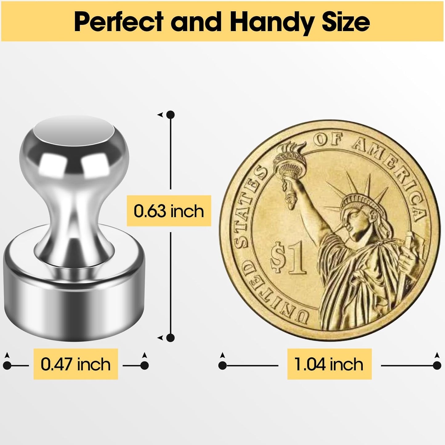 20 Pack Magnetic Push Pins, Silver Strong Fridge Magnets, Whiteboard Magnets, Refrigerator Magnets Strong, Dry Erase Board Magnets for Fridge, Whiteboard, Office, Classroom, Kitchen, Map