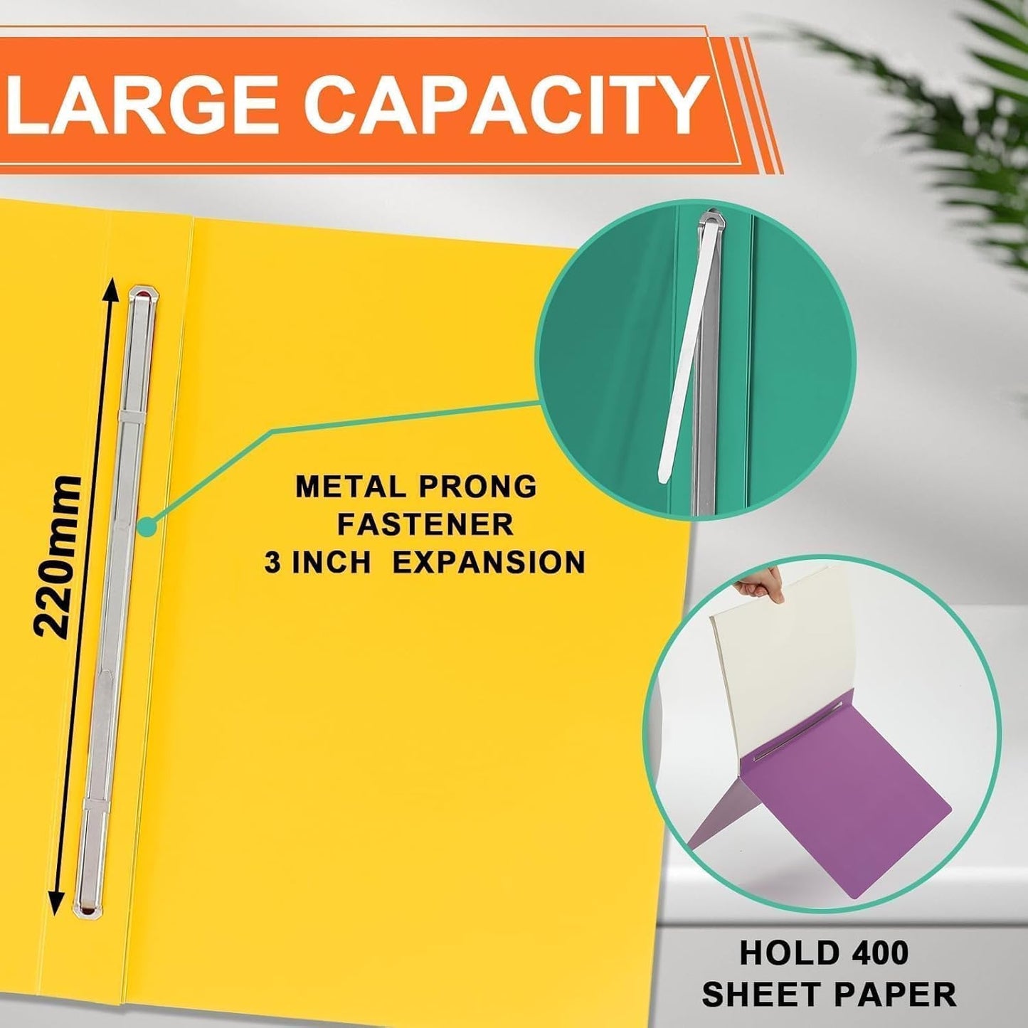 gisgfim 12 Pcs 8.5 X 11'' Pressboard Report Cover 3" Capacity Prong Clip Report Cover Metal Prong Fastener with Compressor Letter Size Presentation Report Folder for Bind Proposal Document