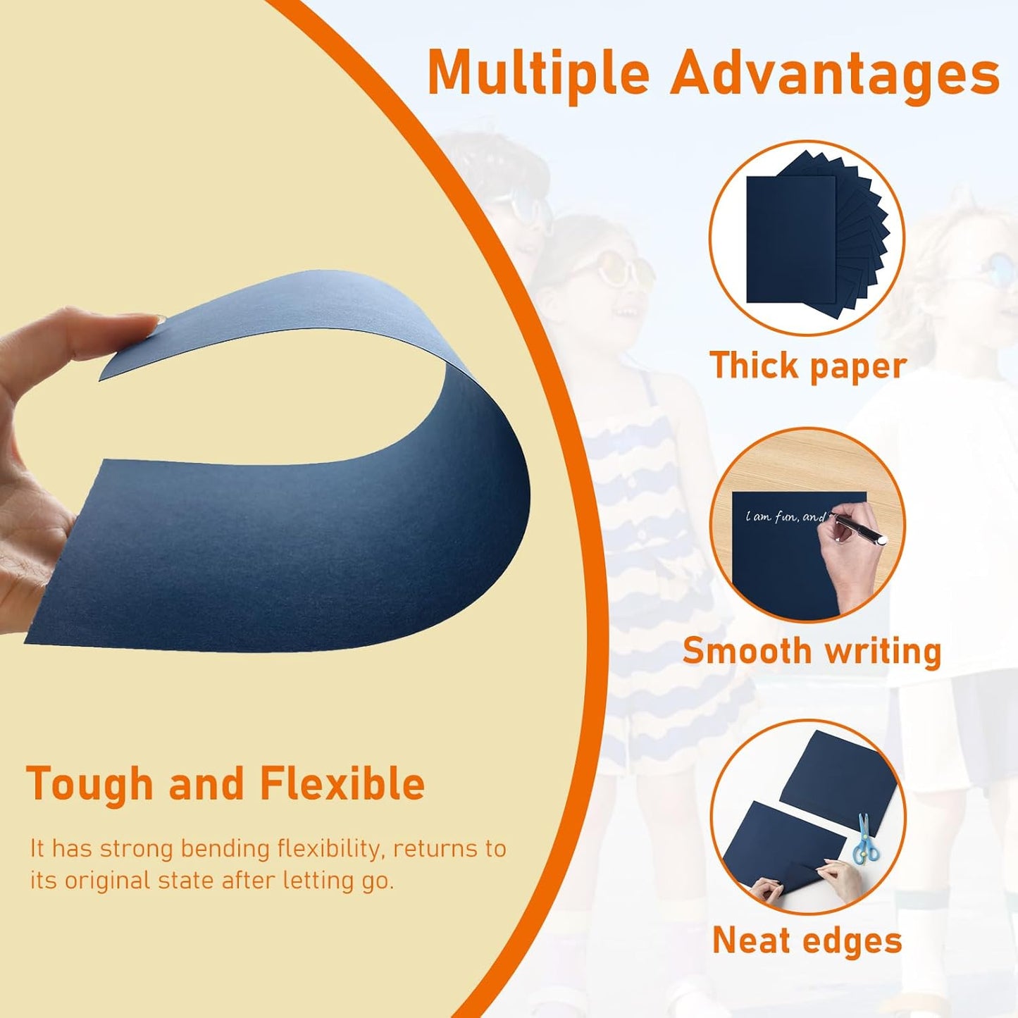 100 Sheets Navy Blue Cardstock 8.5 x 11 Certificate Paper, 92lb Premium Craft Paper Card Stock for Wedding Invitations, Greeting Cards, Memus, Making Cards, Graduations