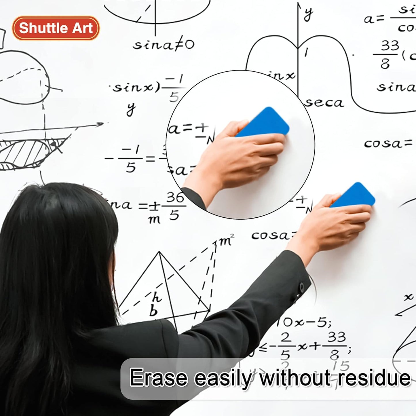 Shuttle Art Dry Erase Markers, 120 Pack Black Whiteboard Markers with 2 Erasers,Chisel Tip Dry Erase Markers, Perfect For Writing on Whiteboards, Dry-Erase Boards,Mirrors for School Office Home