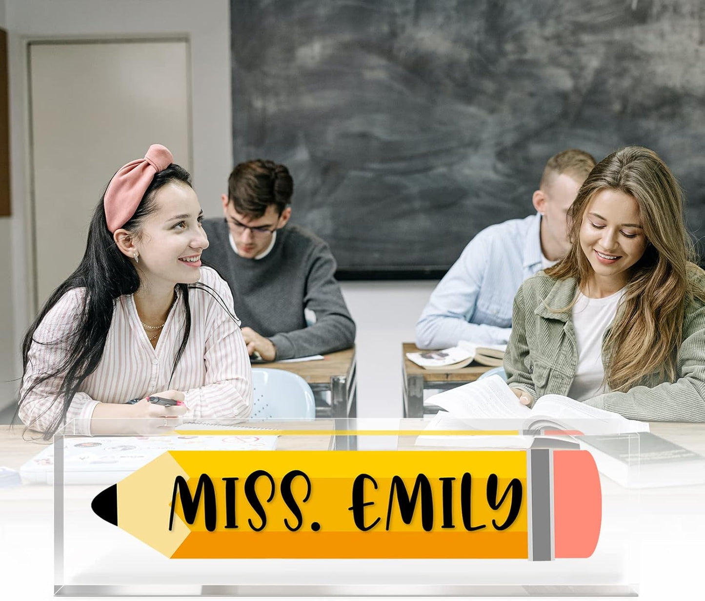 Gowelly Office Acrylic Teacher Name Plate for Desk |Desk Name Plate Personalized| Custom Teacher Appreciation Gifts in Bulk |Office Teacher Supplies Gifts for Women|Gifts for Teachers