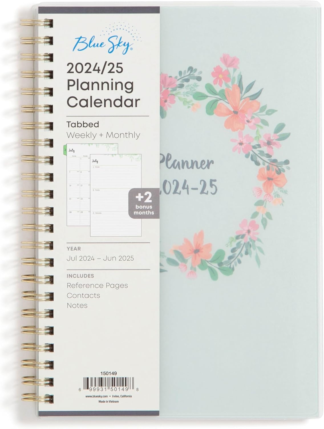 Blue Sky 2024-2025 Academic Year Weekly and Monthly Planner, Perfect College Organizer with Enhanced Features, Frosted Laurel, 5" x 8"