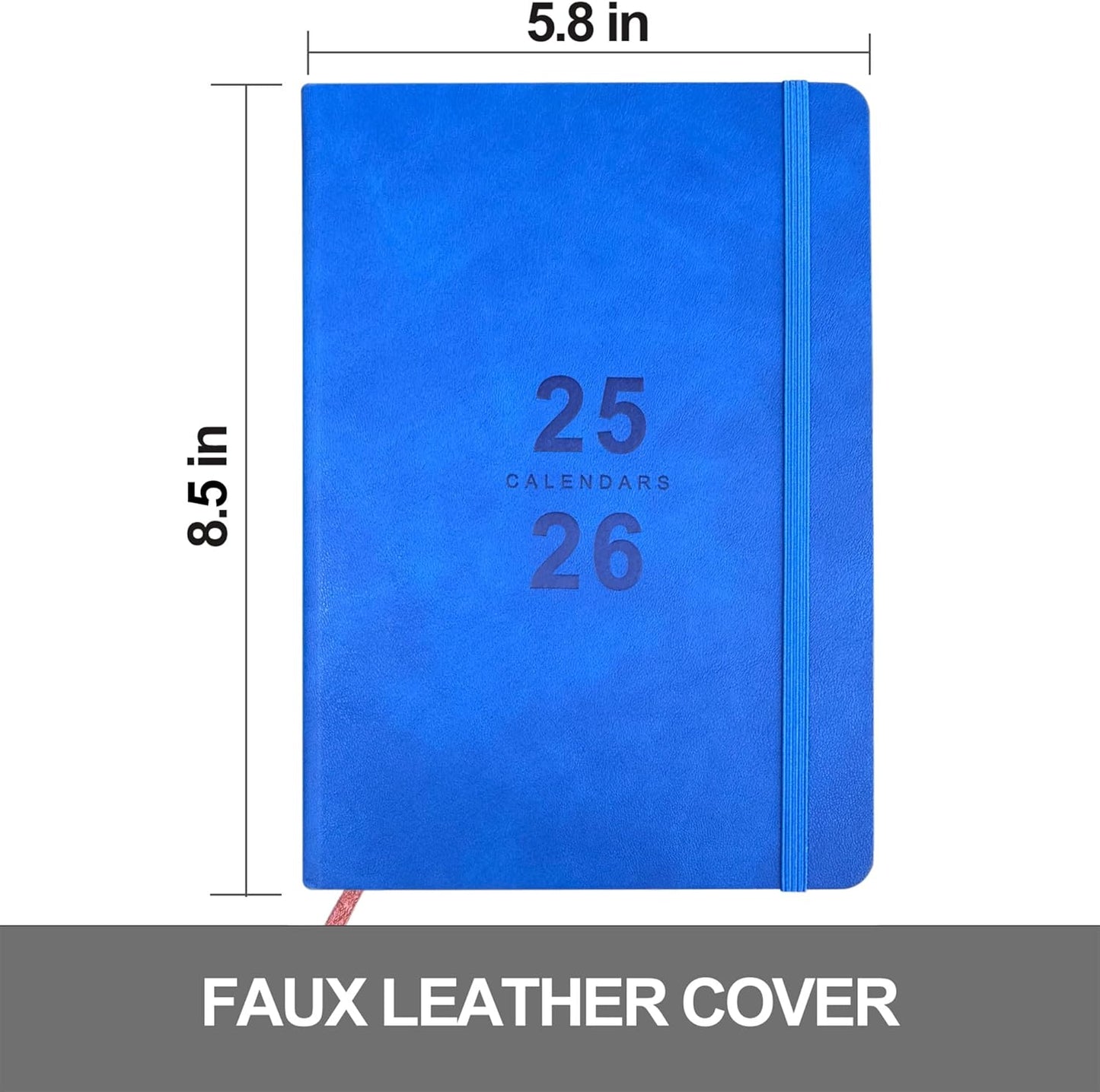 Daily Planner 2025-2026 （8.5"x5.8"）One Day Per Page, Academic Planner July 2025 to June 2026, Agenda 2025 2026, Appointment Calendar Book with Faux Leather Cover (Blue)