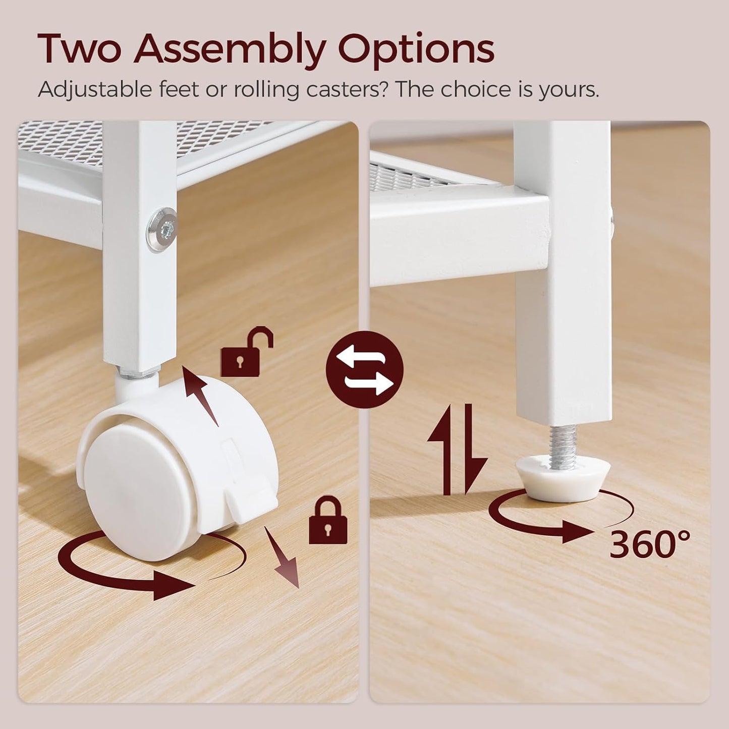 Mobile Printer Stand, 3-Tier Industrial Printer Cart with 2 AC Outlets and 2 USB Ports, Rolling Printer Table on Wheels for Home Offices Kitchen Organization Rack, White PTWT78E01