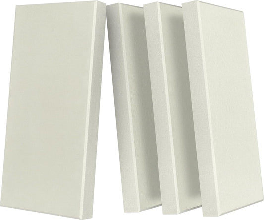 UMIACOUSTICS 4 PCS Acoustic Panels with Hanging Brackets, 2” Thick Fiberglass Sound Proof Panels Removable for Studios, Office, Home Theater Wall- Off White