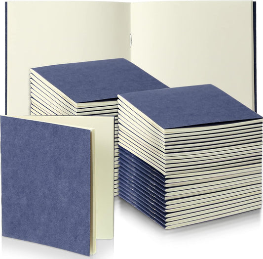 Thenshop 50 Pack Mini Pocket Kraft Notebooks Bulk 4 x 4 Inch Journal Notepads with Dot Memo Sketchbooks Writing Notepad for Party Favors Supplies(Dark Blue,Blank Page)