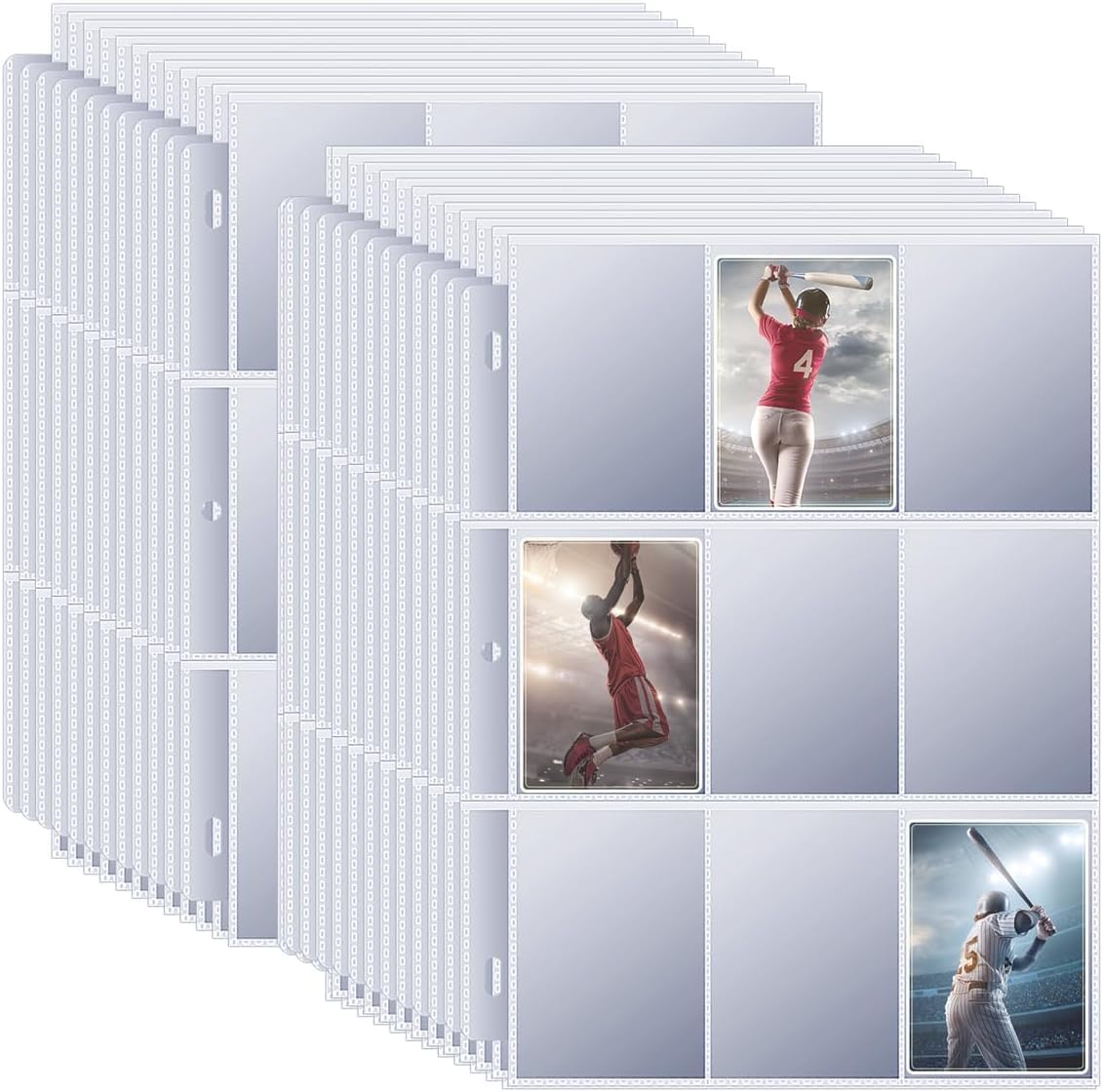 1800 Pocket Trading Card Sleeves - Double-Sided, Clear for 3-Ring Binder, Game, Sports & Business Cards