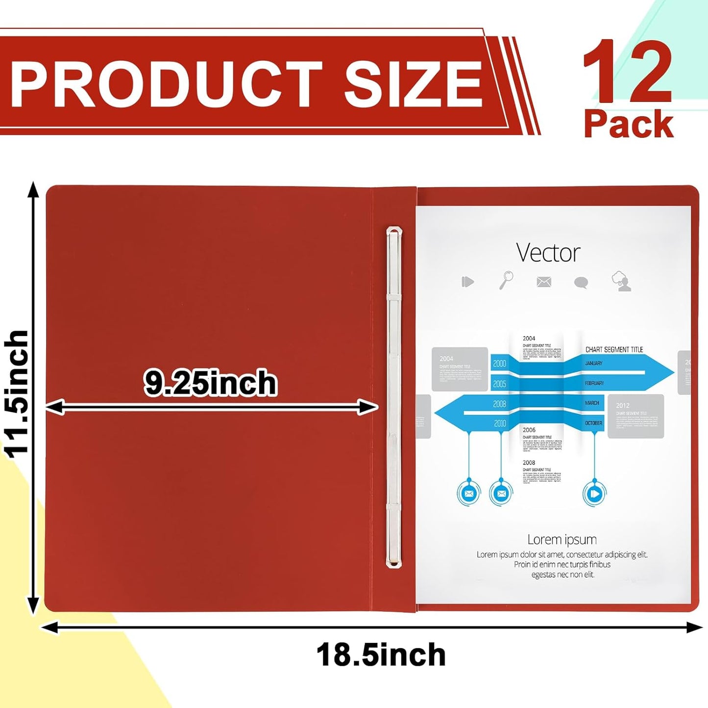 gisgfim 12 Pcs 8.5 x 11'' Pressboard Report Cover 3" Capacity Prong Clip Report Cover Metal Prong Fastener with Compressor Letter Size Presentation Report Folder for Bind Proposal Document