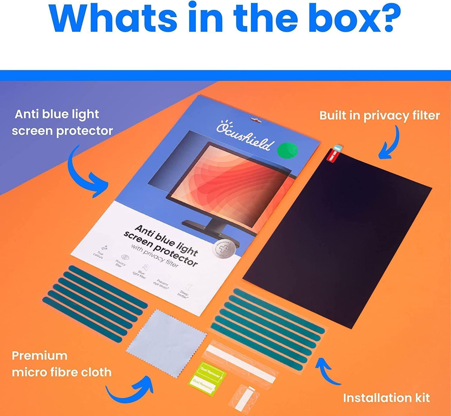 Ocushield 17” (5:4) Premium Anti Blue Light Screen Protector with Privacy Filter for Laptops and Computer Monitors - Anti-Glare - Easy Install - Anti-Fatigue (338 x 271 mm)