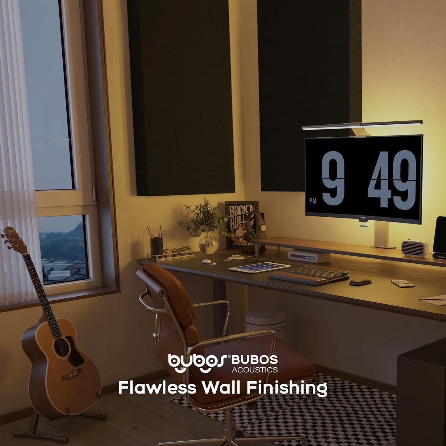 BUBOS 2 PCS Fabric Acoustic Panels,47.2''x23.6'' Decorative Sound Dampening Panels, Art Large Acoustic Wall Panels for Studios, Office, Home Theater,Super CavityPro Balck