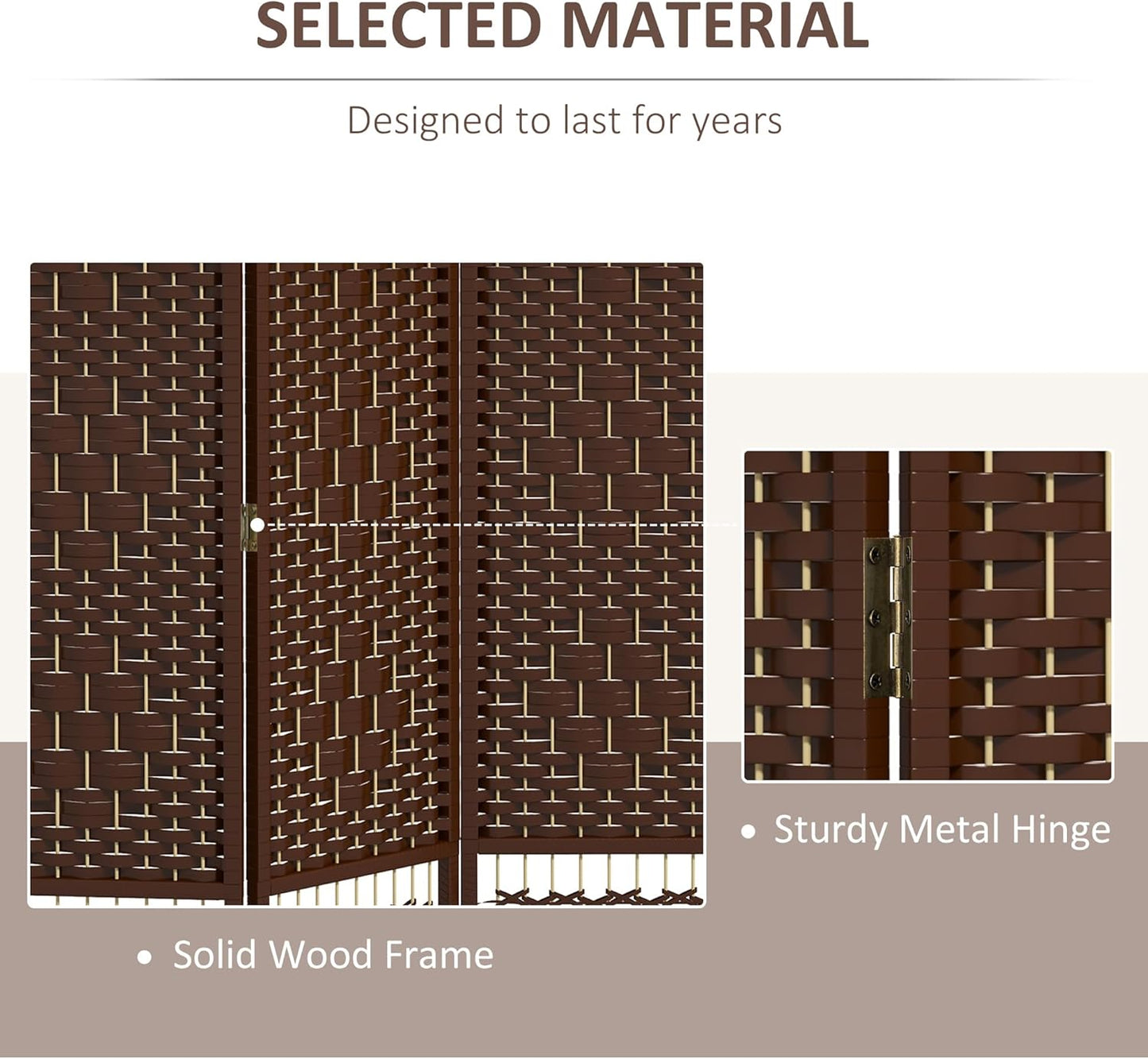 HOMCOM 3 Panel Room Divider, Folding Privacy Screen, 5.6' Room Separator, Wave Fiber Freestanding Partition Wall Divider, Brown