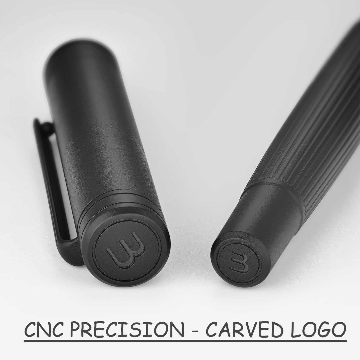 BEILUNER Lighthouse series Rollerball pen, matte black pen body, exquisite vertical lines, Schneider 850 refill, suitable for men, office, professionals, exquisite and chic designer pen