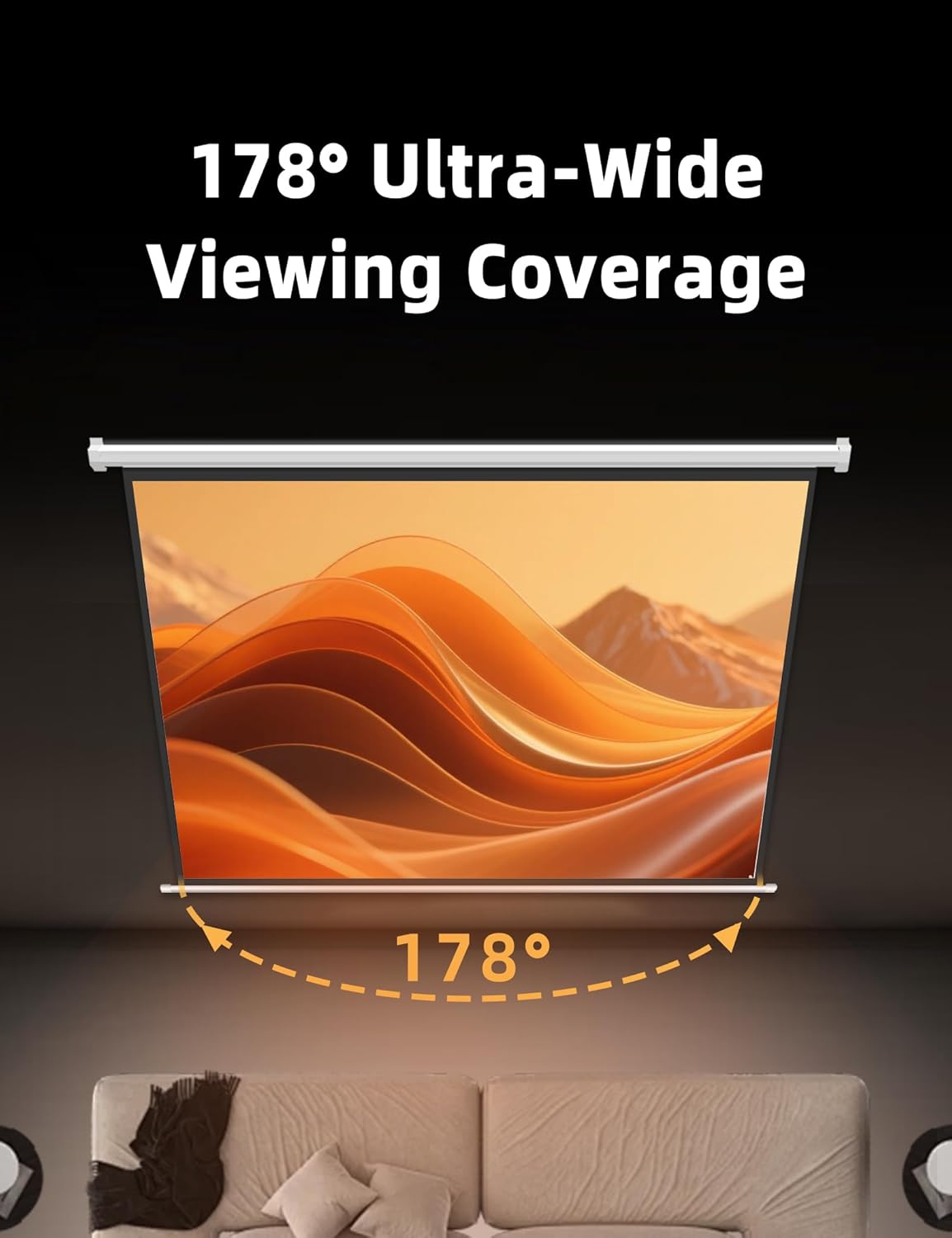 100" Matte White Motorized Projector Screen for UST Long/Standerd Throw Projector,178°Viewing Angle Movie Screen with Remote Control for Home Theater Presentation Education Wall/Ceiling Mount(4:3)