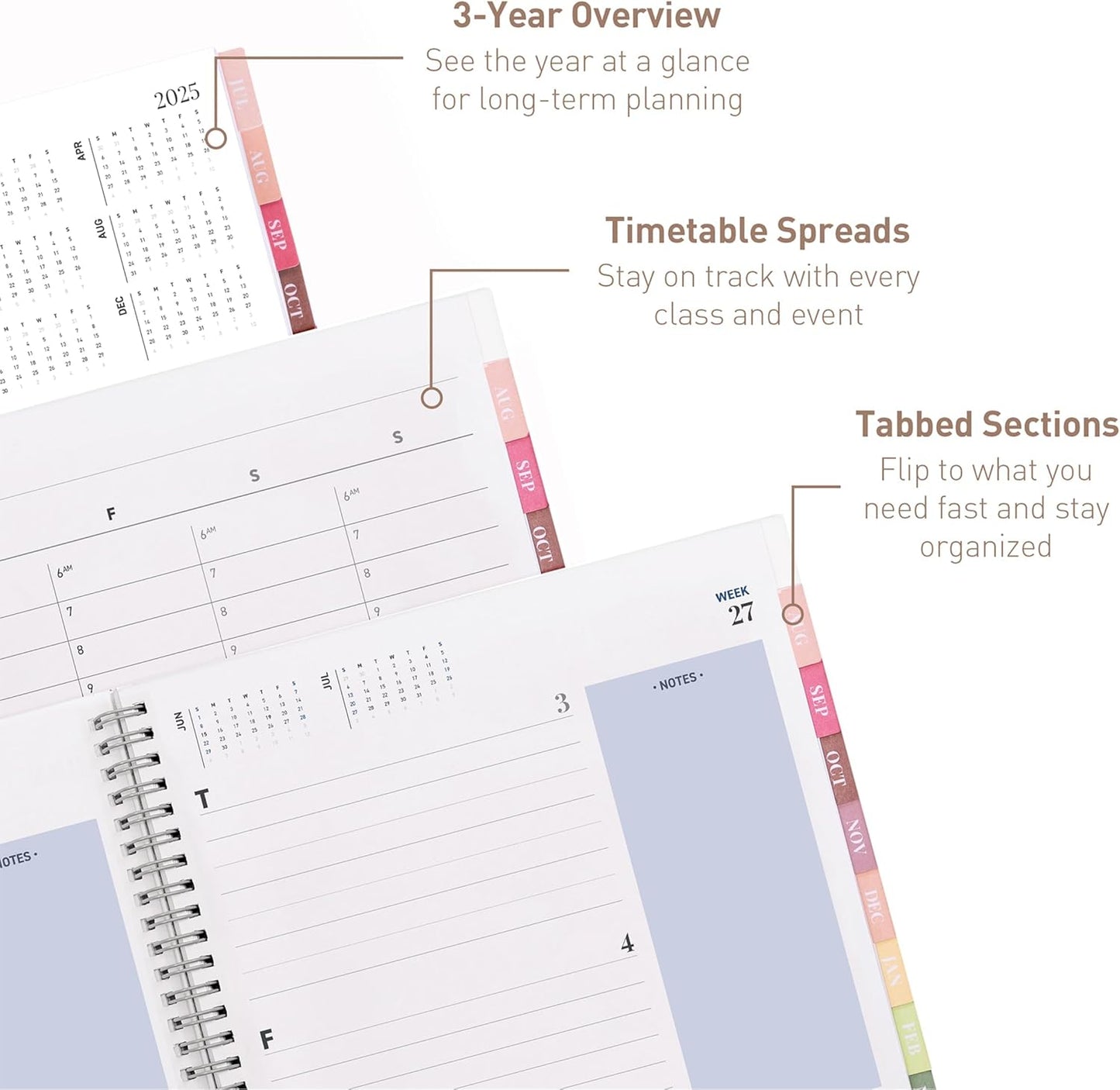 Rileys Academic Planner 2025-2026, Daily, Weekly & Monthly Planner, July 2025 - June 2026, Student Notes Pages, Twin-Wire Binding, Weekly Agenda for School & Work (8.5 x 11-Inches, Blue)