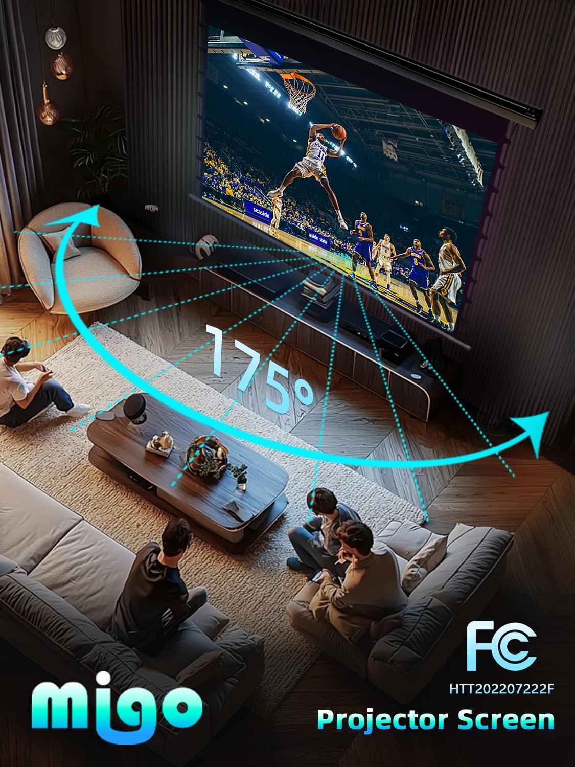 120 Inch Motorized Projector Screen Pull Down,2.0 Gain Partial Ambient Light 4K HD TabTension Electric Projector Screen Wall/Ceiling Mount for UST Projector Indoor Home Theater Bar(Black Housing)