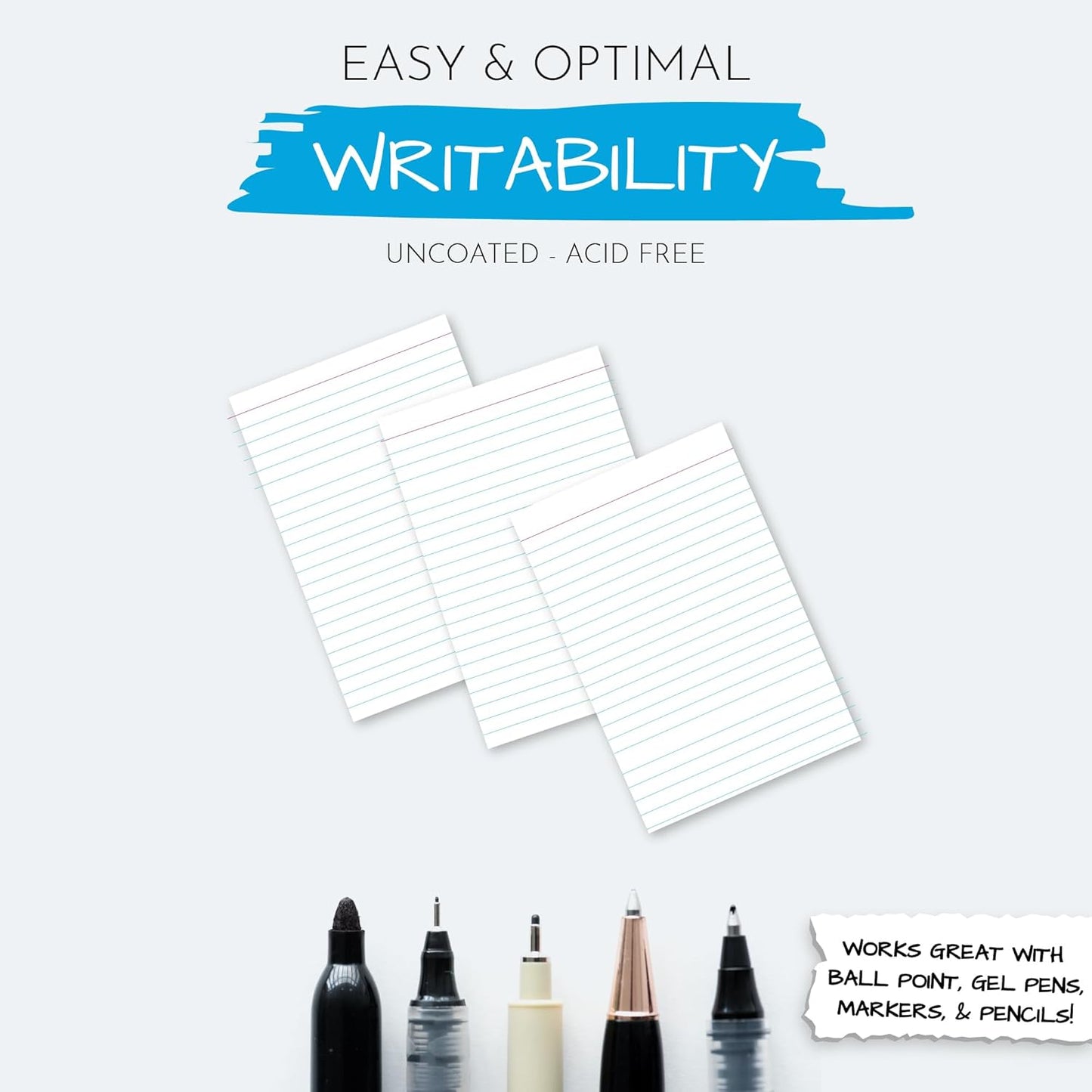 Home Advantage Vertically Ruled White Mini Index Cards, Note Cards (4x6)