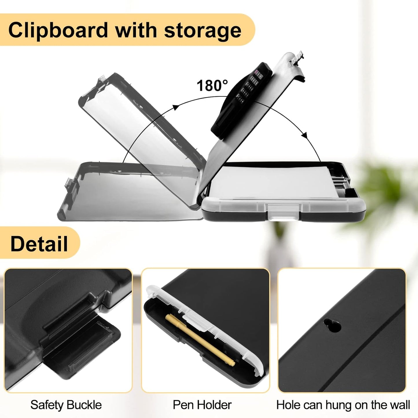 Geyoga 1 Pack Calculator Clipboard with Storage 14 x 10 x 2.6 Inches File Folder Plastic Storage Clipboard Letter Size File Folder with Low Profile Clip for School Classroom Office