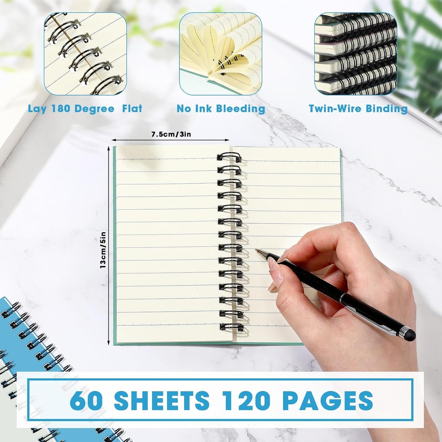 Jutom 5 Pcs Small Spiral Notebooks Memo Pads 3x5 Bulk Small Pocket Notebooks Mini Notepads with Lined Pages Small Journals for Office School Work Writing Supplies,120 Pages (Morandi Color)