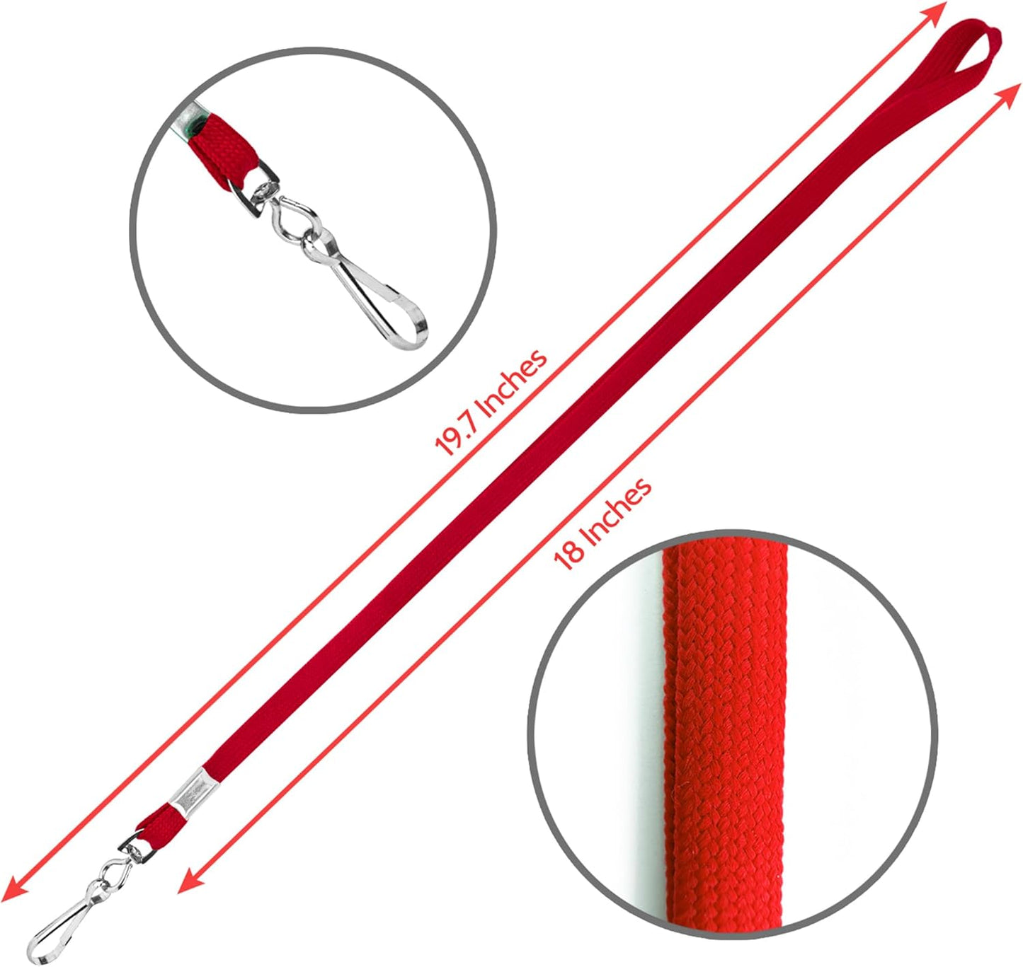 100-Pack Red Lanyards for ID Badges with Swivel J-Hooks - Versatile Neck Lanyard for Keys, Card Holders, Whistles, and More - Ideal for Offices, Teachers, Kids, and Cruise Ship Cards