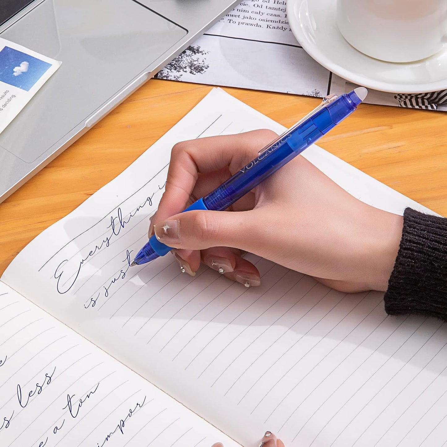 Volcanics Erasable Gel Pens Retractable Clicker Gel Erasable Pens with Eraser,0.7mm Fine Tip for Rocket Book, School, Home and Office