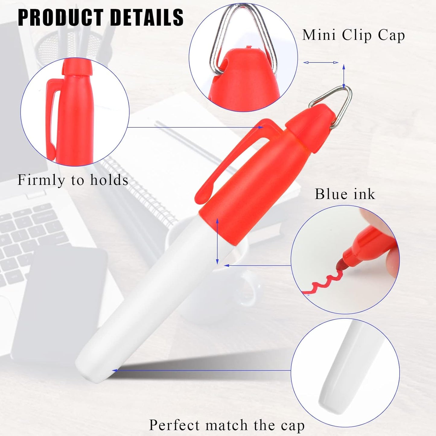 50 Pcs Mini Permanent Markers with Cap Clips Golf Ball Marker Pen Dry Erase Markers with Triangle Hook Golf Keychain Clips for Badge Colorful Ink Pens for Office School Outdoor Activities,Fine Point